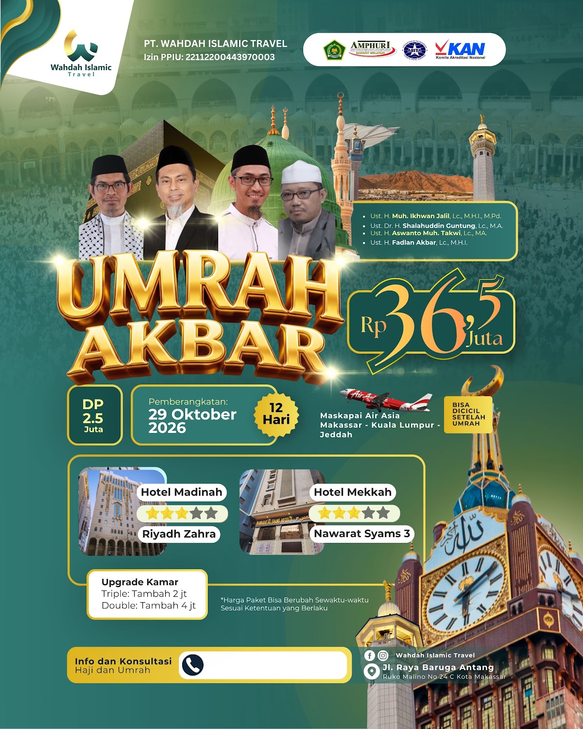 Umrah Akbar 29 Oktober 2026 — 12 Hari