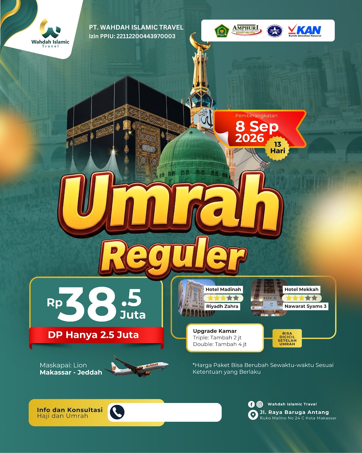 Umrah Reguler 8 September 2026 — 13 Hari